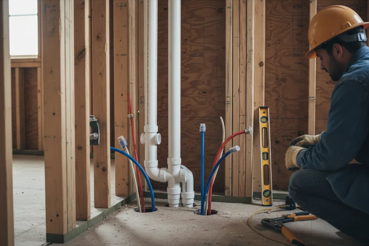 Drain and supply rough-in during Drain Cleaning in Fargo